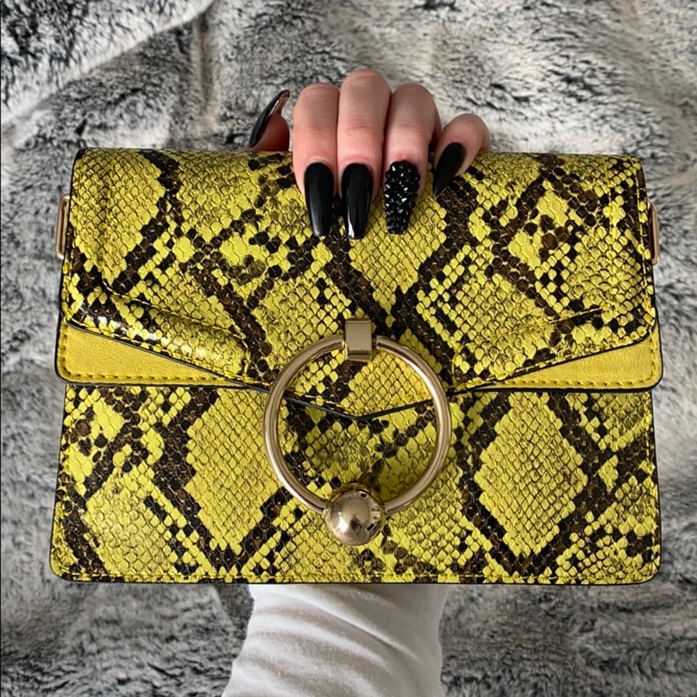 Top Shop yellow snakeskin purse